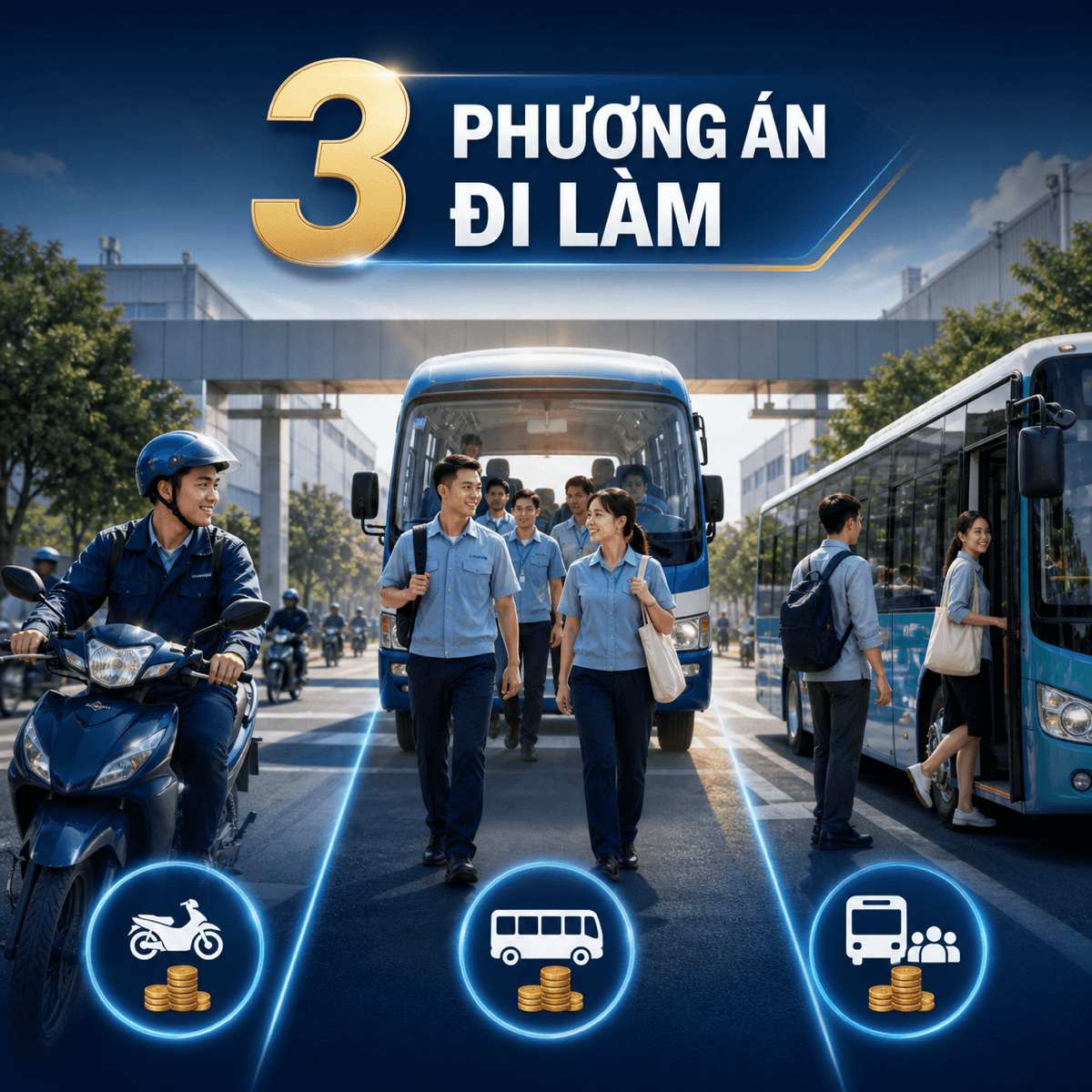 Ba phương án đi lại tiết kiệm cho công nhân