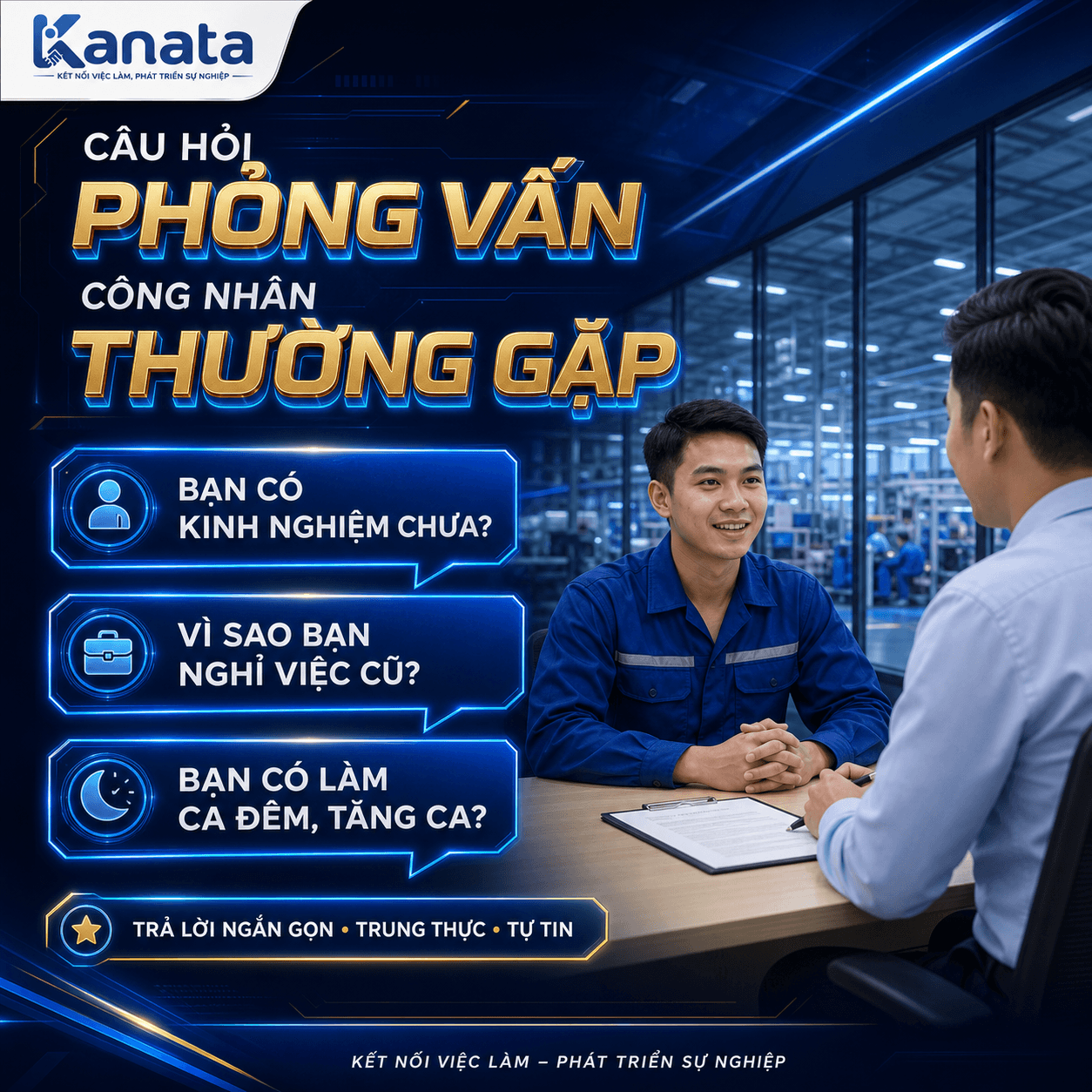 câu hỏi phỏng vấn công nhân thường gặp và cách trả lời