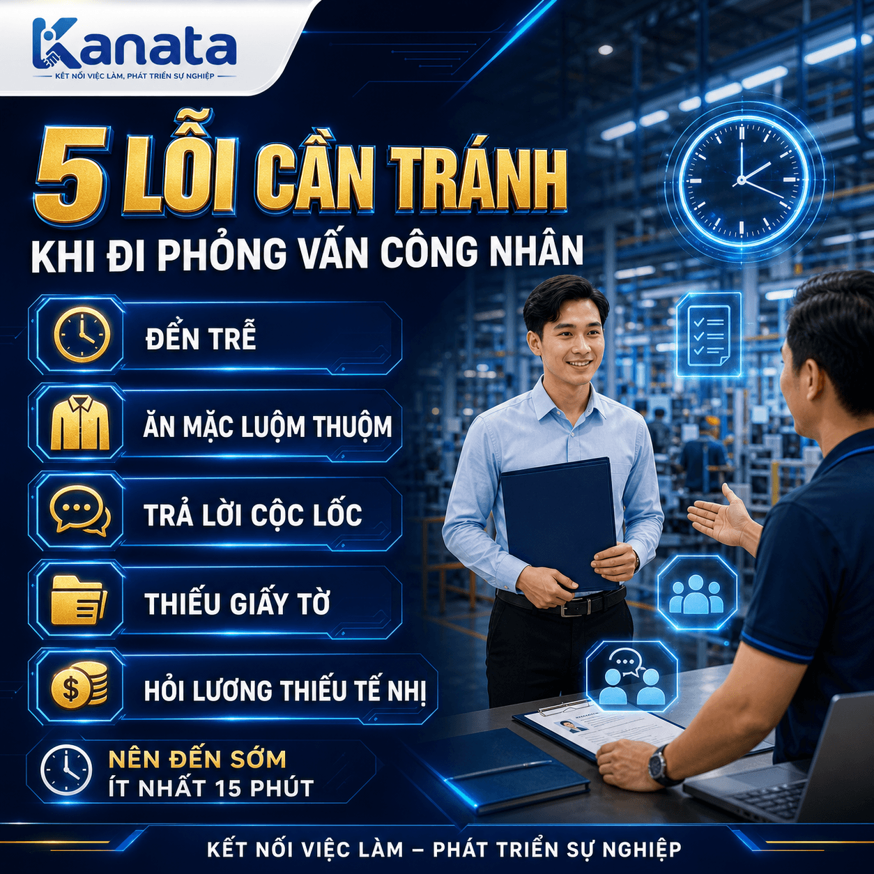 lỗi cần tránh khi đi phỏng vấn xin việc công nhân