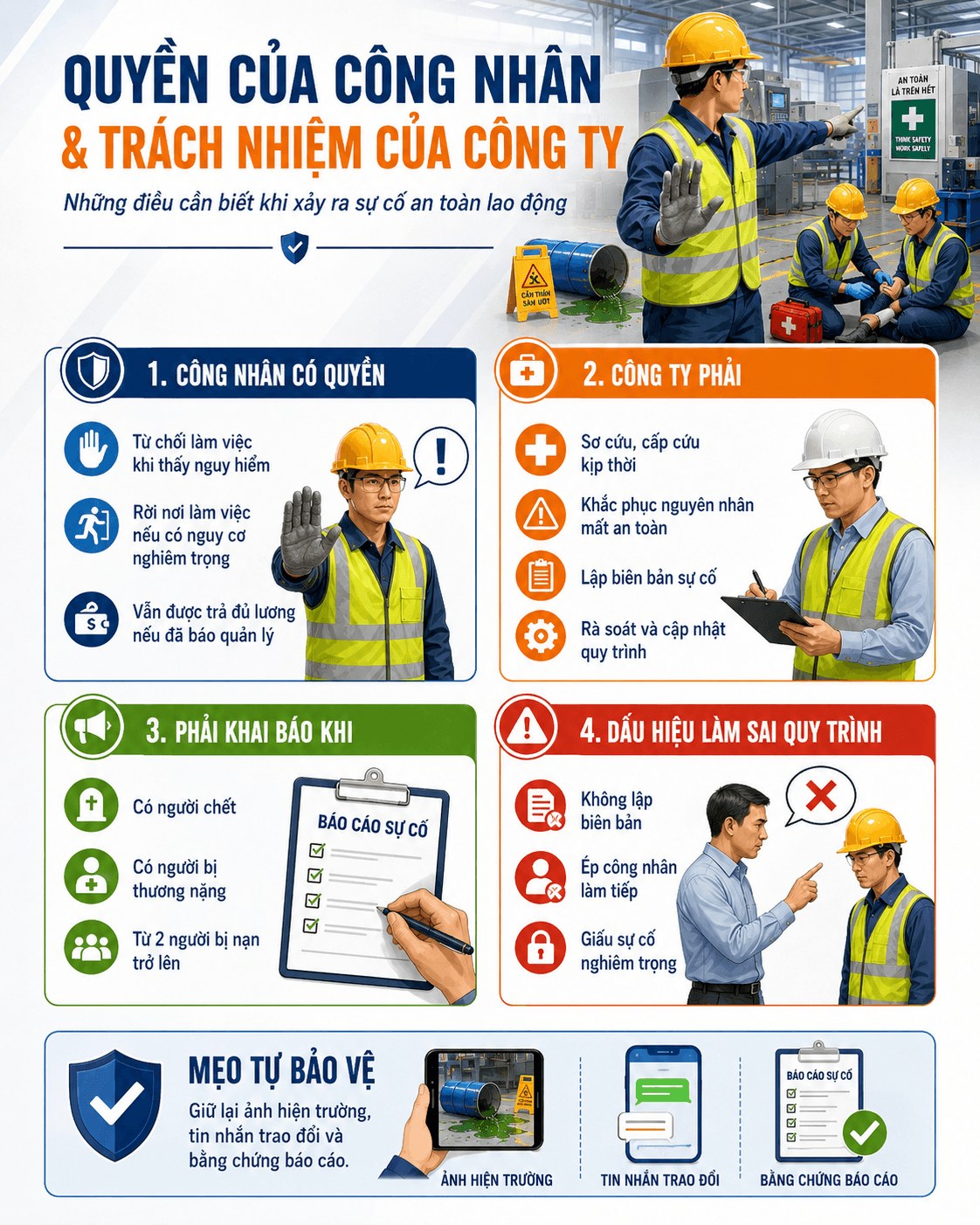 Trách nghiệm công ty khi xảy ra sự cố lao động