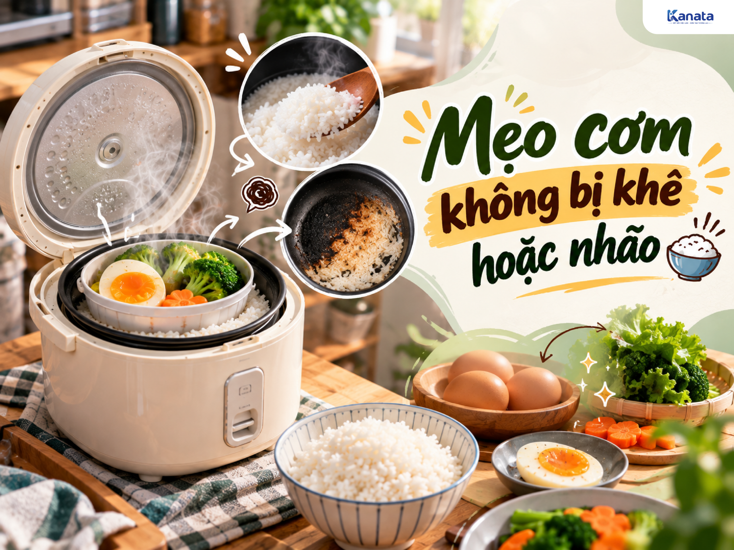 Cơm chín tơi từ nồi cơm điện mini