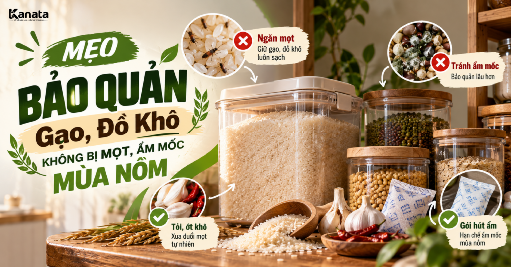 Mẹo bảo quản gạo và đồ khô không bị mọt, ẩm mốc mùa nồm