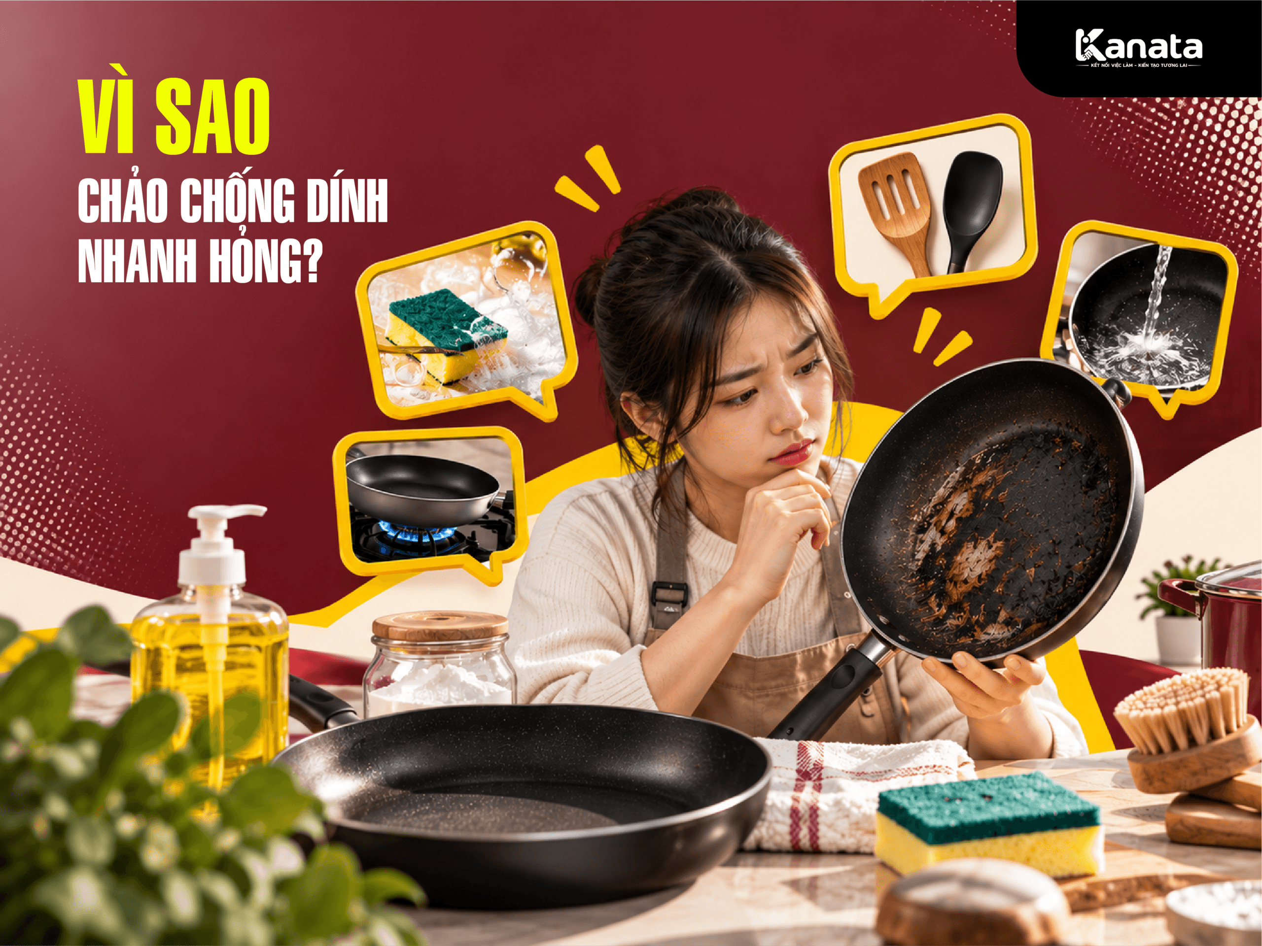 Vệ sinh chảo chống dính: rửa bằng miếng bọt biển mềm