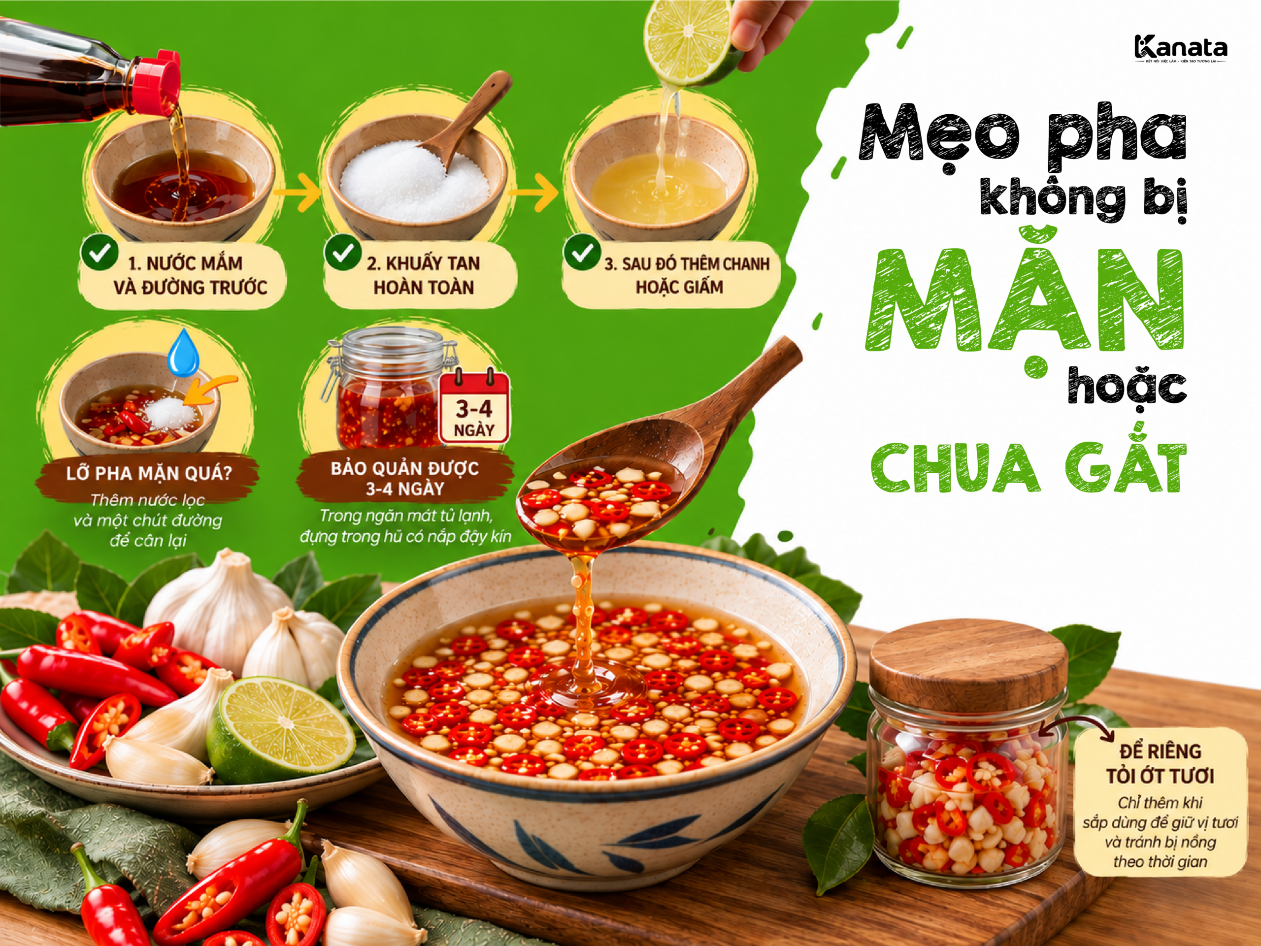 Cách làm nước chấm không bị mặn hoặc chua gắt khi pha
