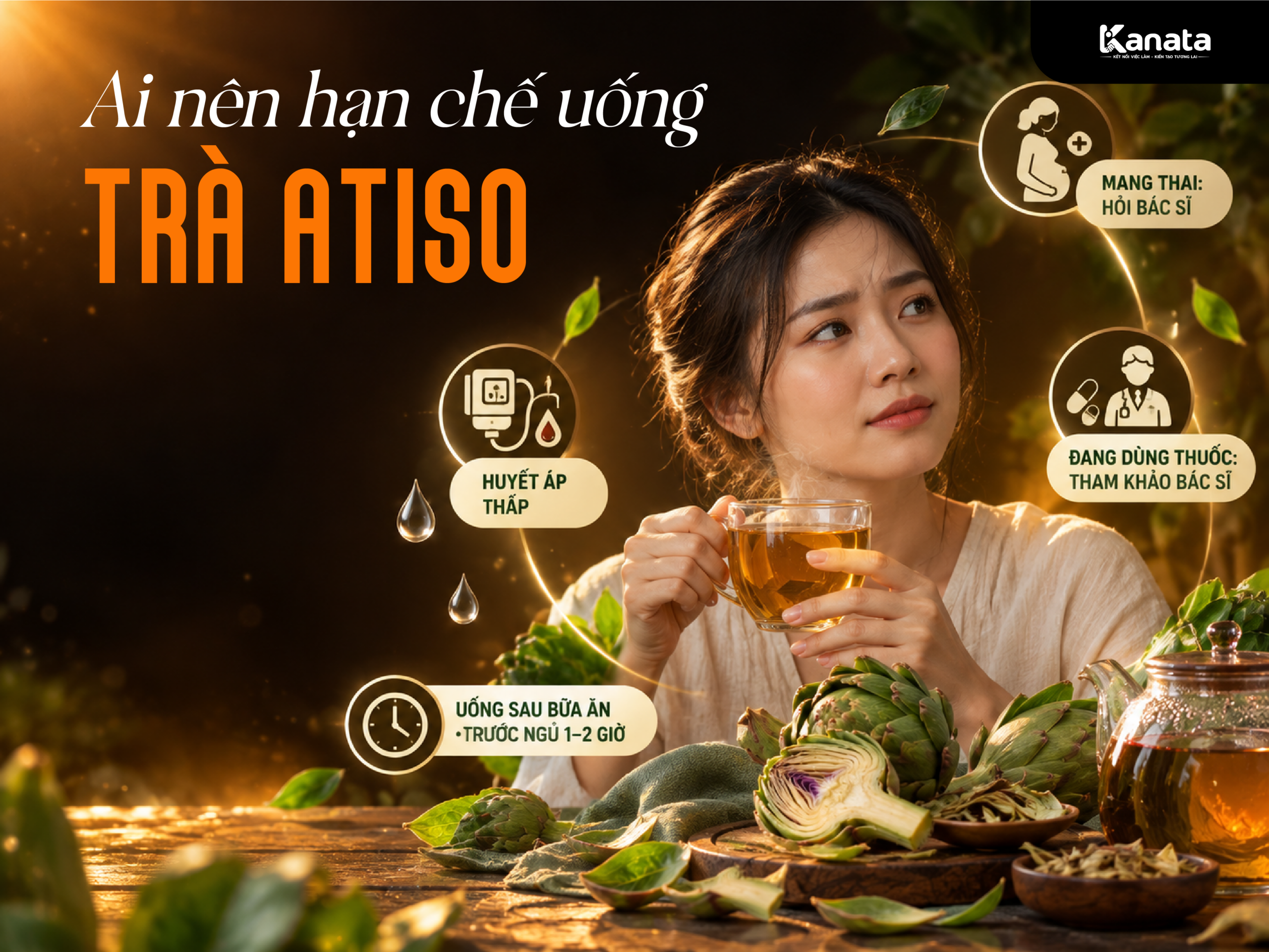 Người nên hạn chế uống trà atiso: huyết áp thấp, phụ nữ mang thai