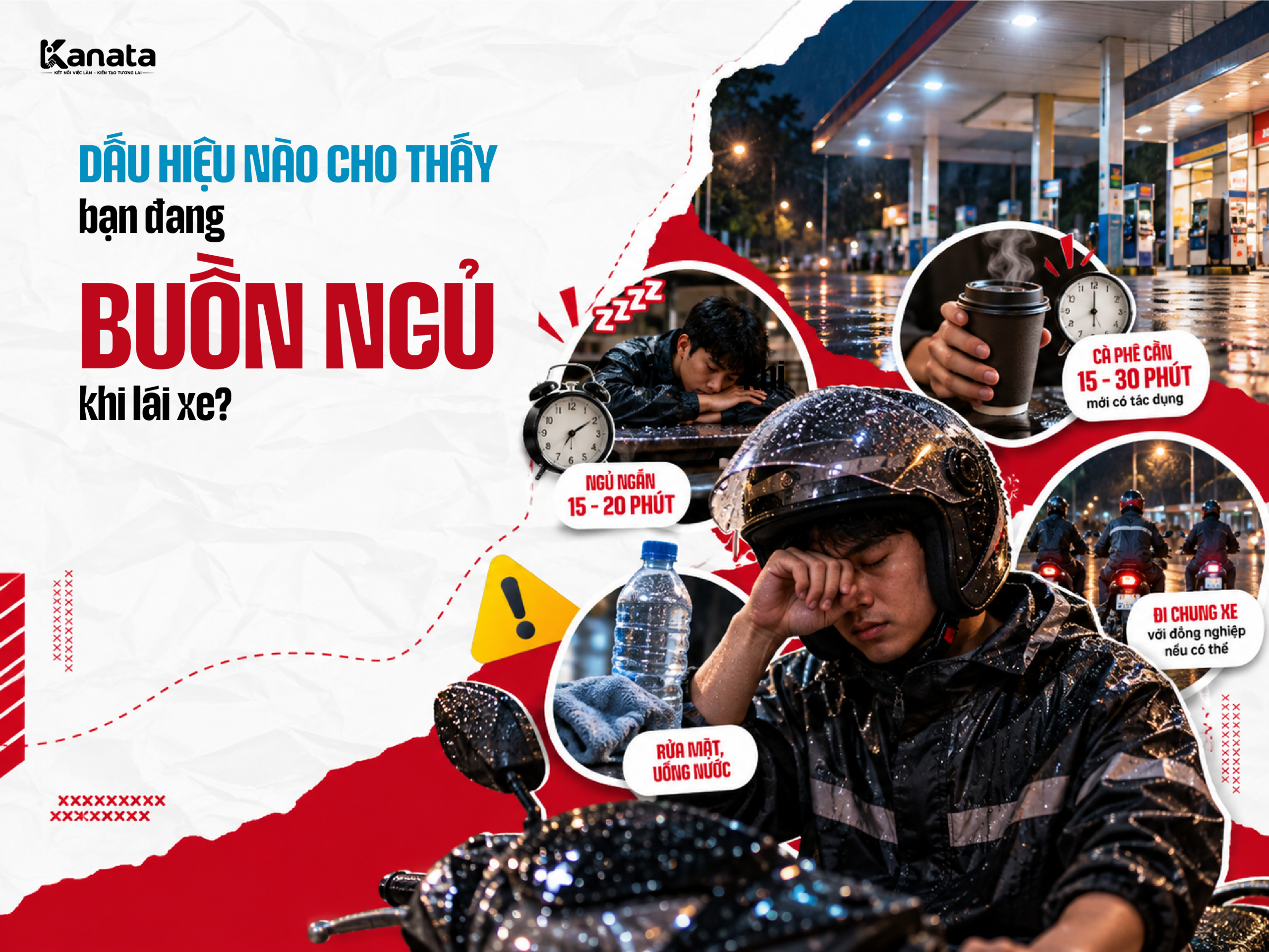 Đi xe máy buồn ngủ: dừng xe ở nơi sáng, an toàn để nghỉ