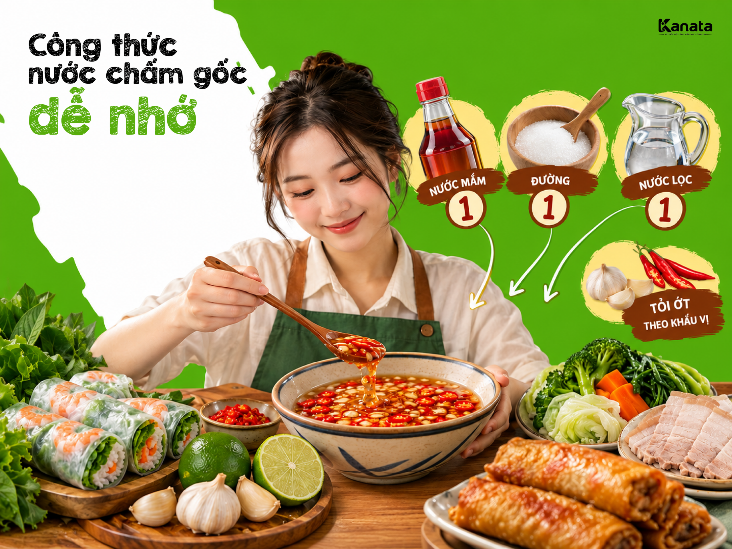 Cách làm nước chấm đa năng: pha nước mắm, đường, nước theo tỷ lệ 1:1:1